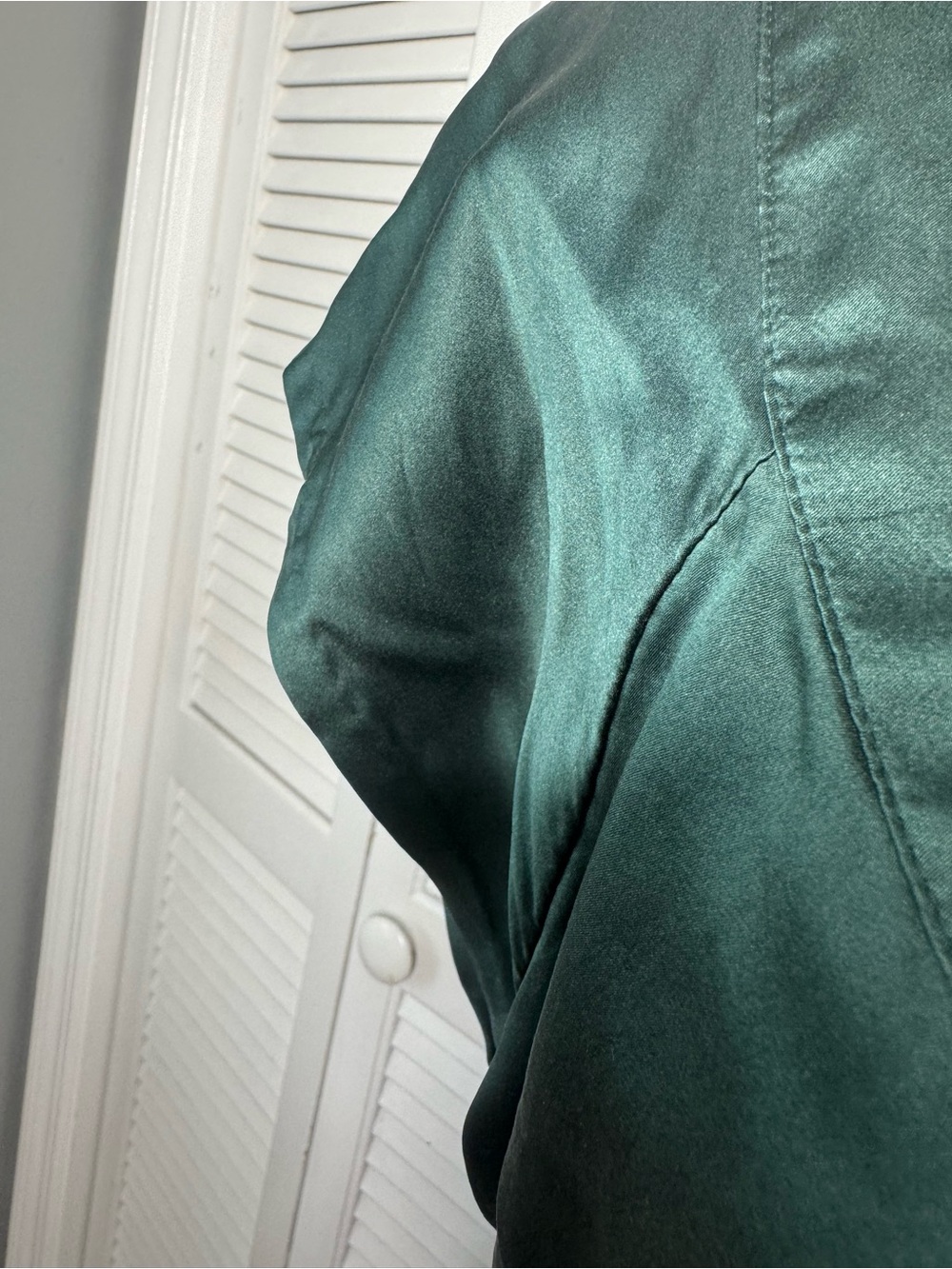 Old Navy Vintage Silk Y2K Empire Waistline Emerald Green Fairy Blouse XL - Picture 4 of 13